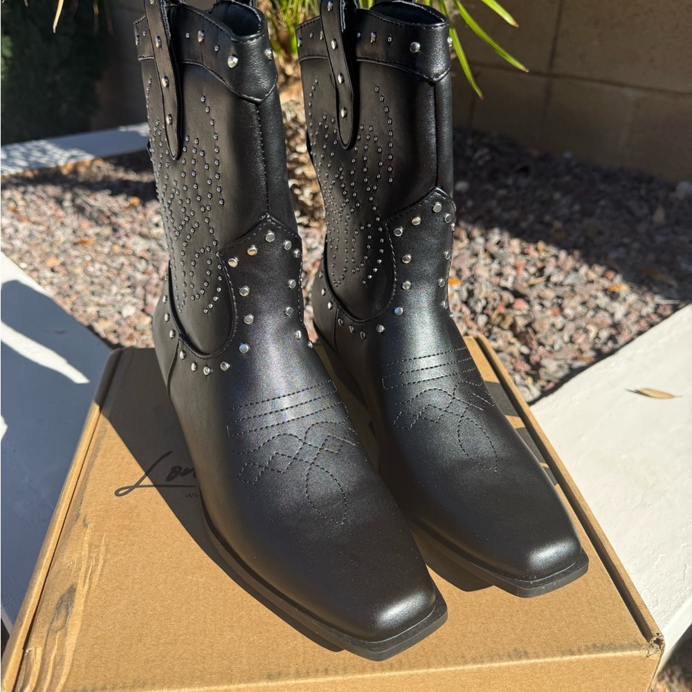 NWT London Rag Western Black Studded Boots! Hey Cowgirl!! - Picture 10 of 16